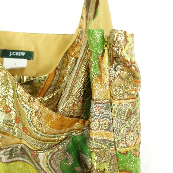 VTG J.Crew Top Womens SZ 6 Silk Gold Metallic Sleeveless Boho Y2K Feminine - Picture 6 of 11